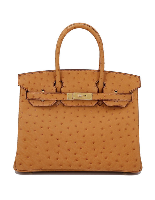 HERMES - BIRKIN 30 OSTRICH GOLD ON GHW