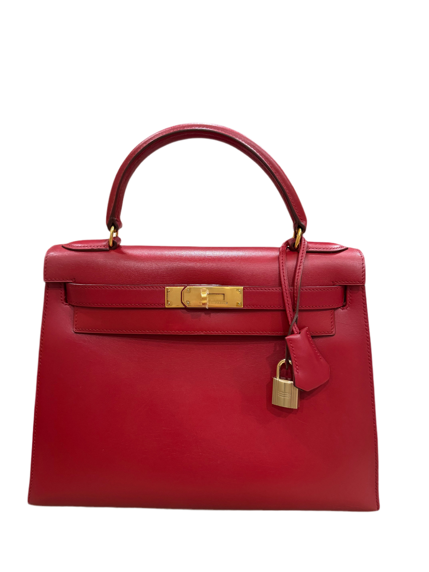 HERMES - KELLY 28 ROUGE VIF BOX LETHEAR GHW