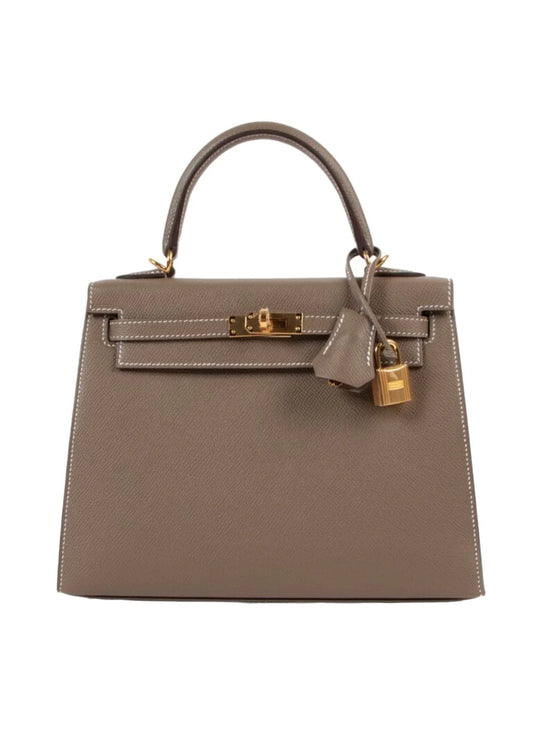 HERMES - KELLY 25 SELLIER ETOUPE EPSOM GOLD HARDWARE