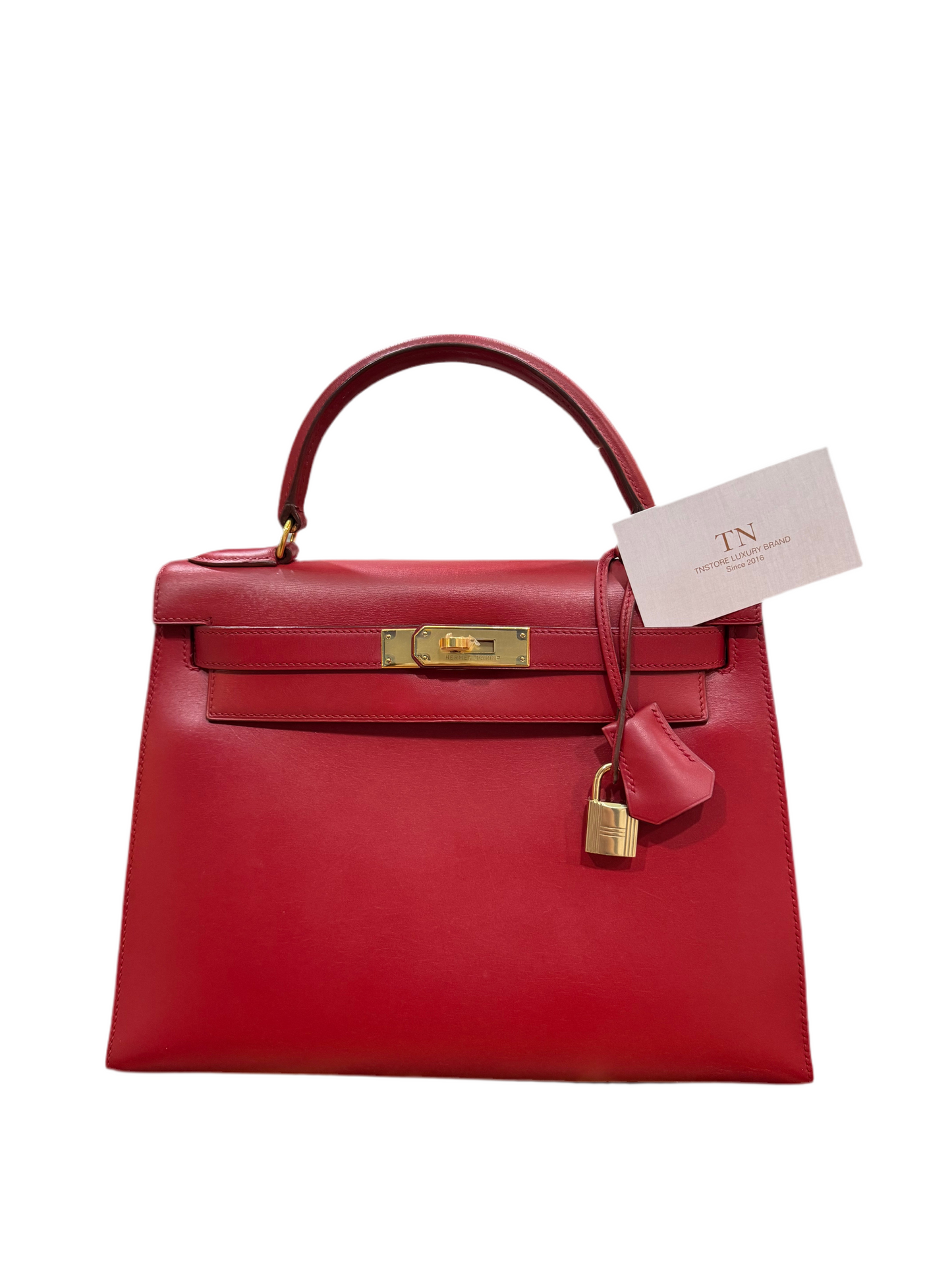 HERMES - KELLY 28 ROUGE VIF BOX LETHEAR GHW