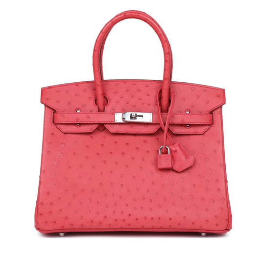 HERMES - BIRKIN 30 OSTRICH BOUGAINVILLEA PHW